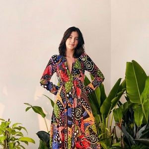 NWOT Farm Rio Under the Sea multicolor maxi dress